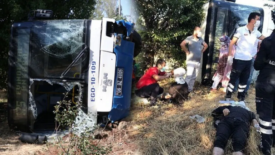 Ankara'da belediye otobüsü devrildi! Yaralılar var...