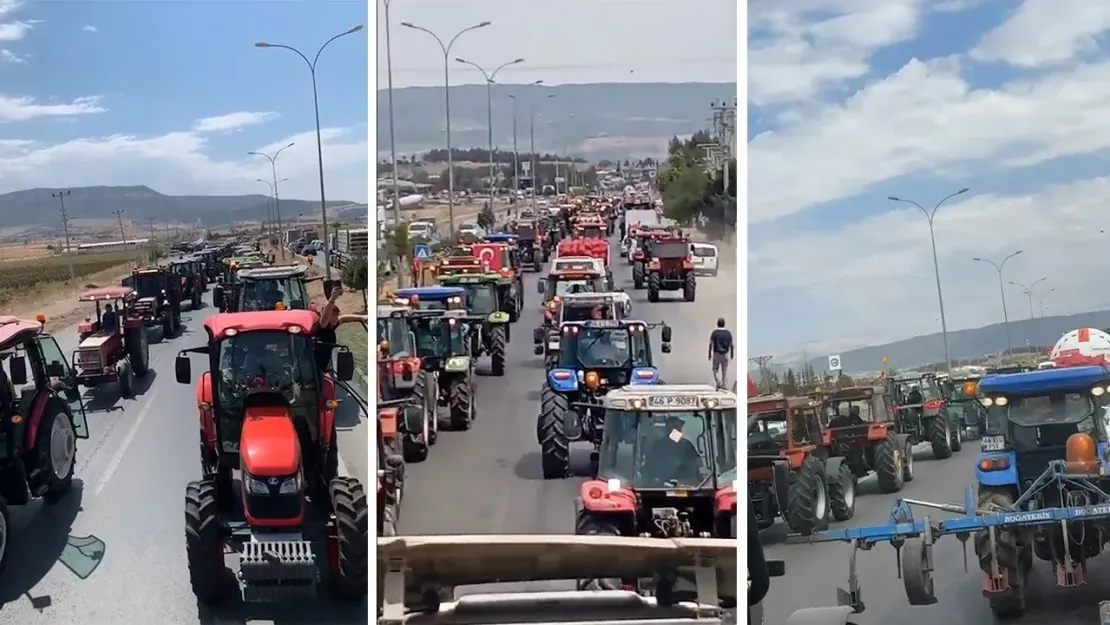 Çiftçiler traktörle Kahramanmaraş-Gaziantep yolunu kapattı