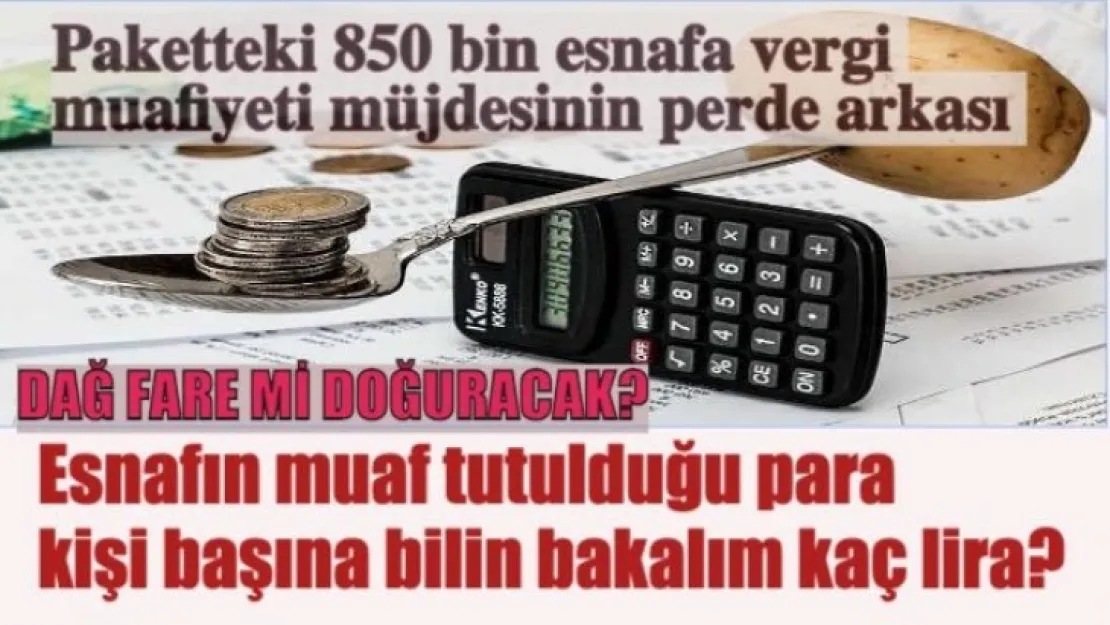 Esnafın muaf tutulduğu para kişi başı ortalama kaç lira?