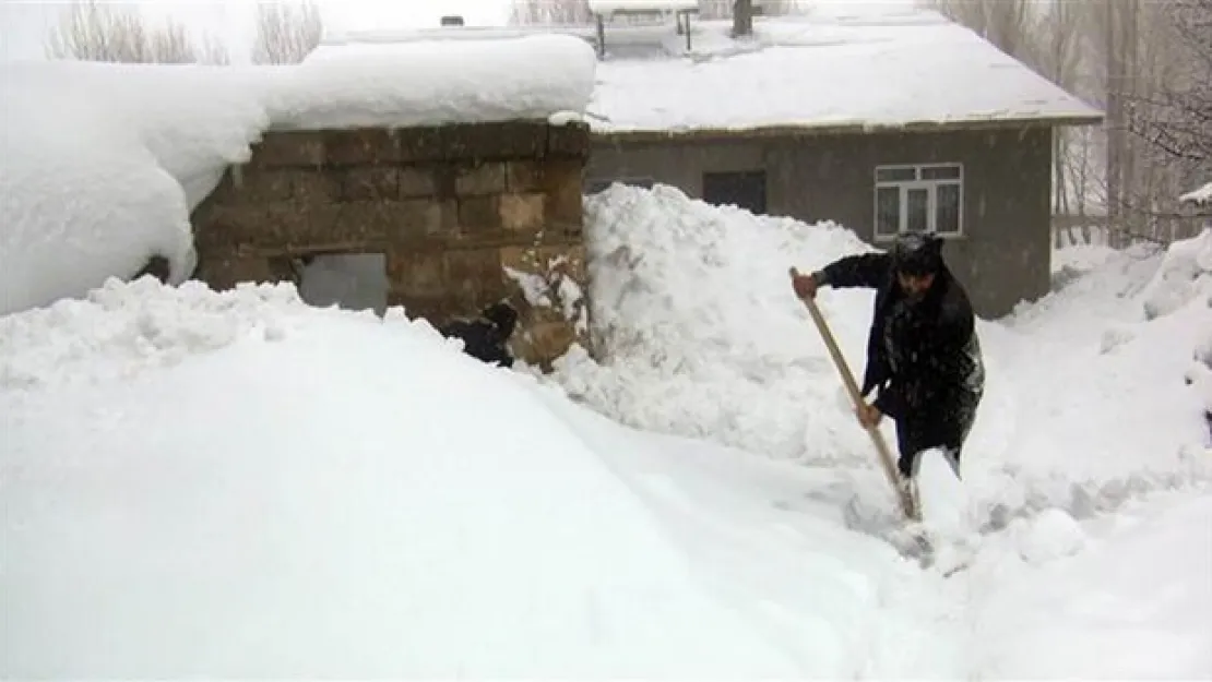 Muş'ta tek katlı evler kar altında