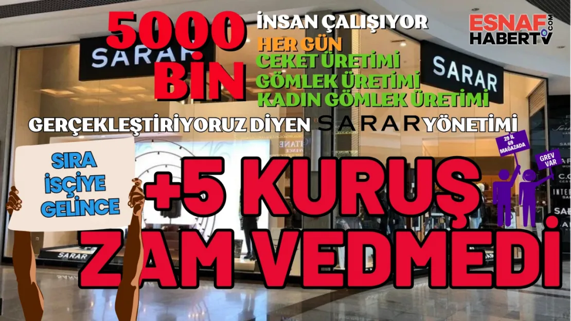 Sarar Giyim İşçiye 5 Kuruş Zam Yapmayınca Grev Kararı Çıktı