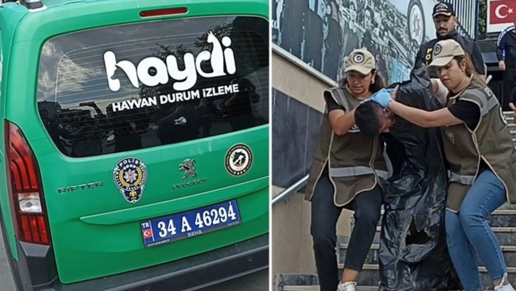 Polis katili adliyeye hayvan aracı ile götürüldü