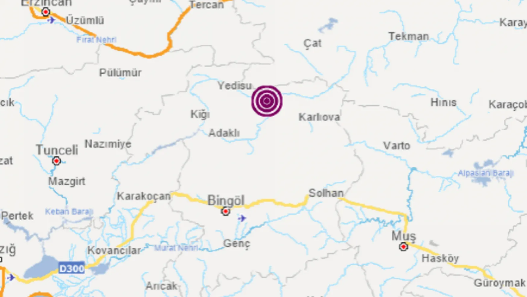 Bingöl'de 5.7 büyüklüğünde deprem