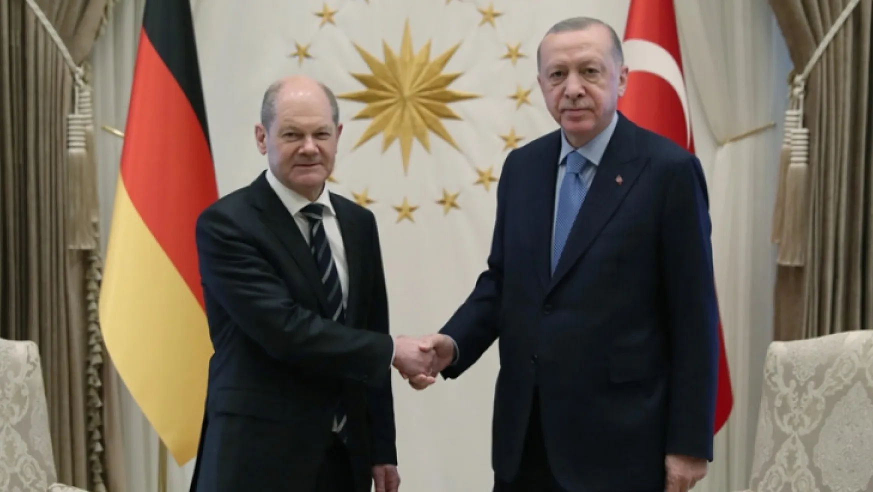 Erdoğan, Almanya Şansölyesi Scholz'u kabul etti