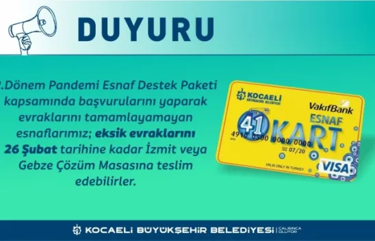 O ilde Esnaf Destek Paketi'nde süre uzatıldı