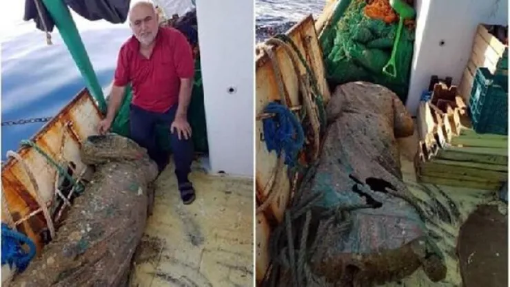 Ağlarına 300 kiloluk bronz kadın heykeli takıldı
